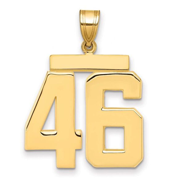 14k Yellow Gold, Athletic Collection, Large Polished Number 46 Pendant - Picture 1 of 3